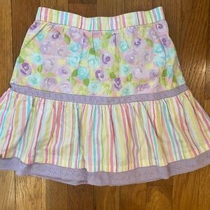 N-Kids Floral Skirt with Shorts Girls Size 6 X Colorful Stripes 100% cotton